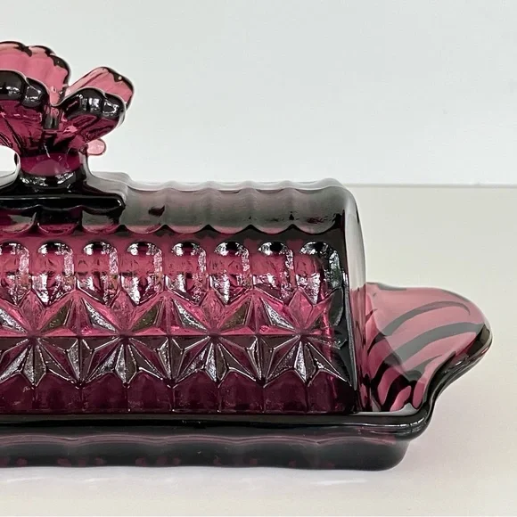 Circleware Plum Purple Amethyst Butterfly Butter Dish - Picture 5 of 16
